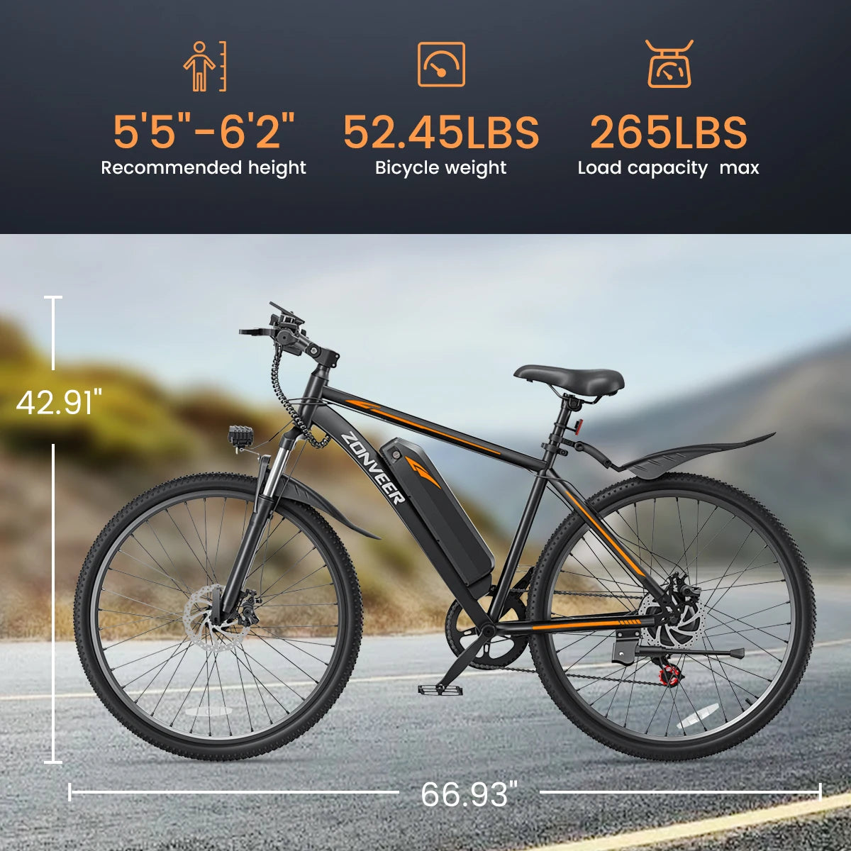 Dyu Electric Bicycle Peak 1000W Motor 360Wh Battery