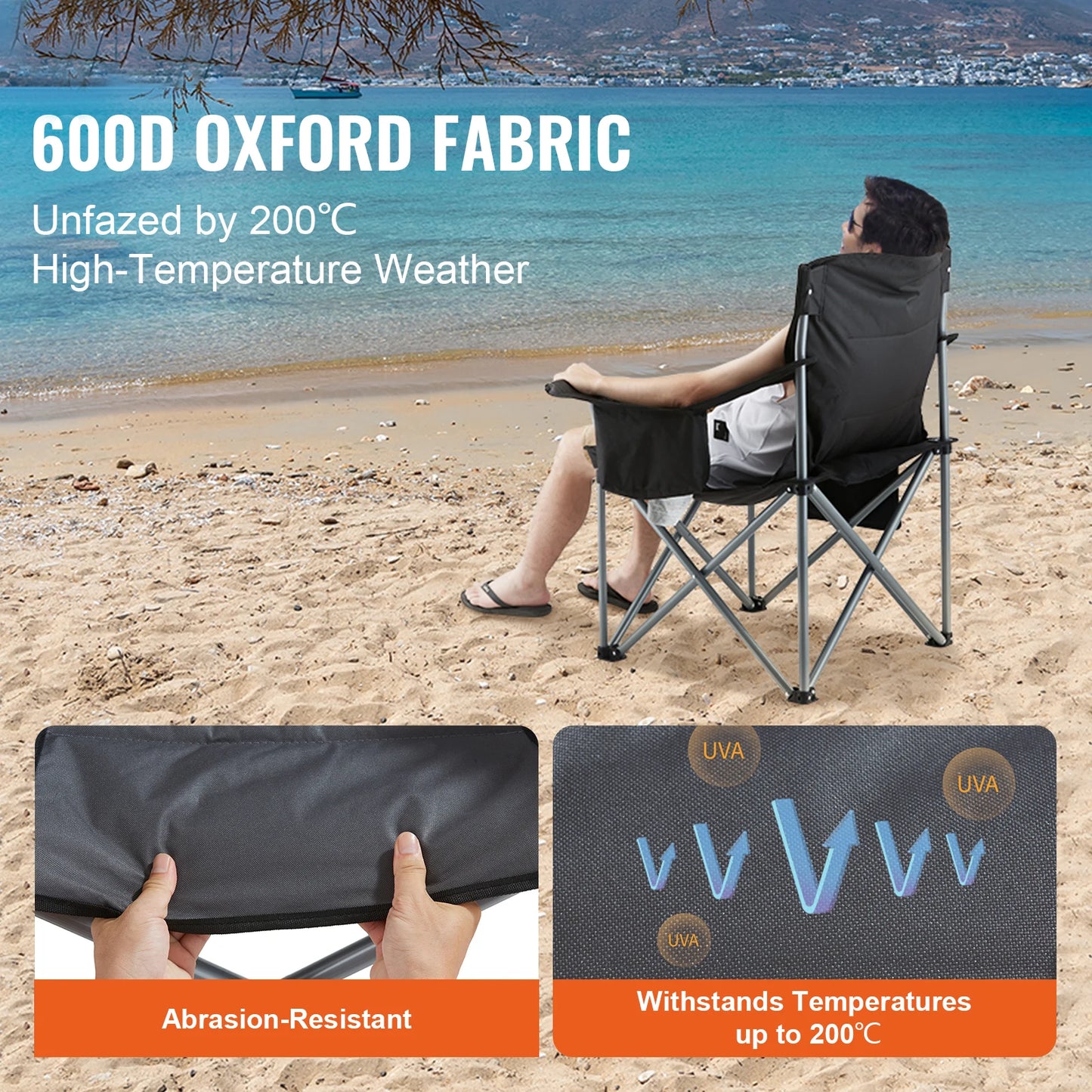 VEVOR Outdoor Folding Chair With Lumbar Back Support