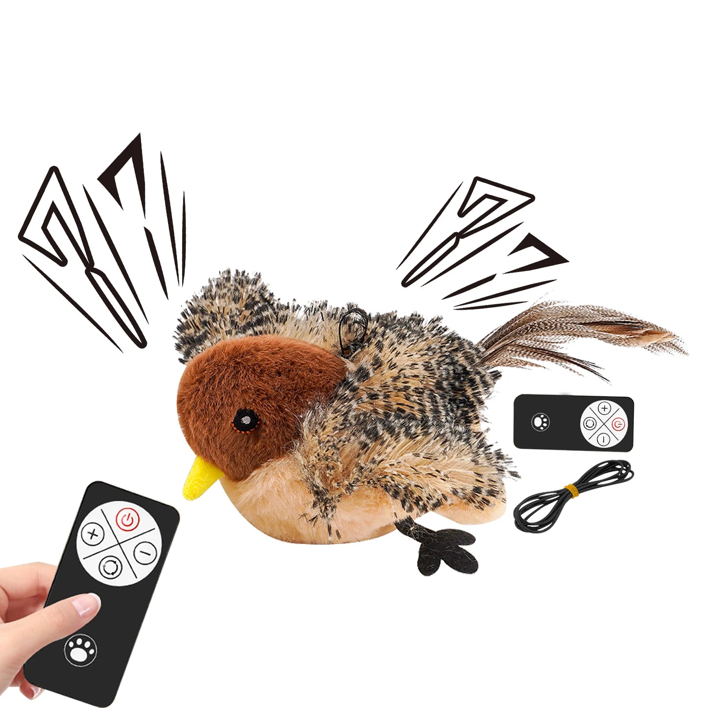 Guangdong Remote Control Chirping Bird Plush Cat Toy
