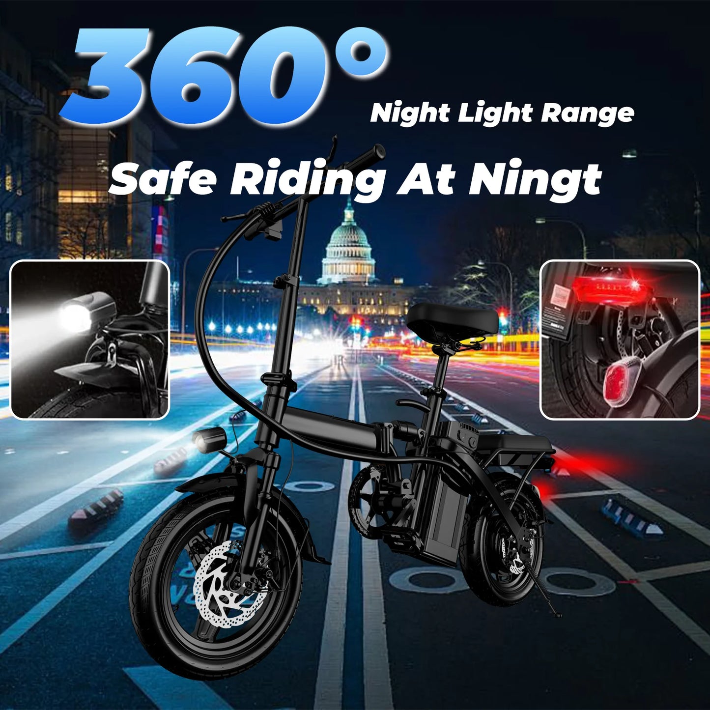 LELEKUAI Electric Bike 500W Folding Removable Battery