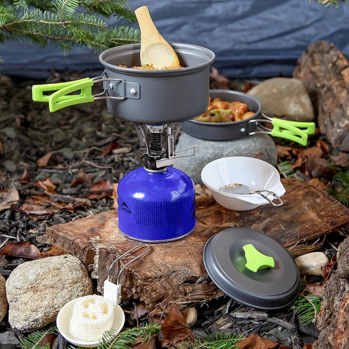 Camping Cookware Mess Kit Aluminum Non-Toxic Anodized