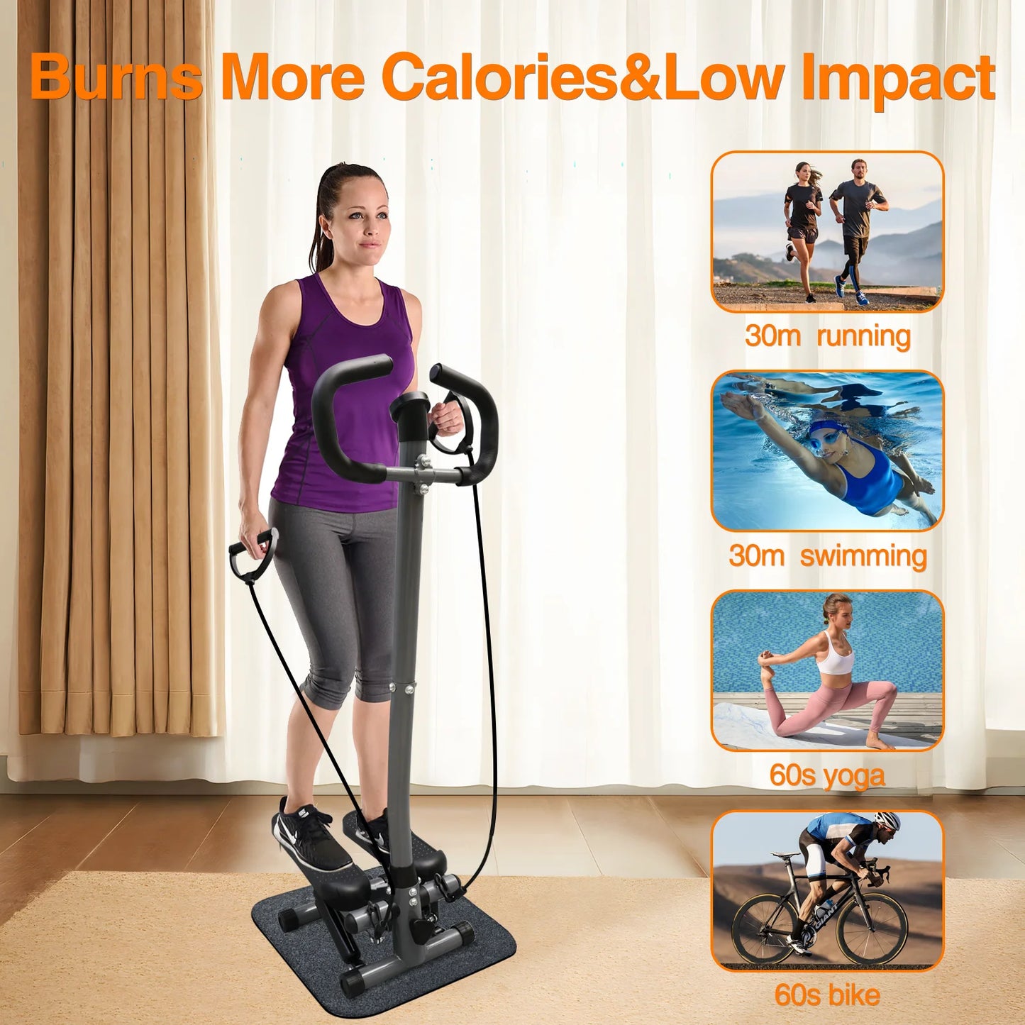 Decoration Exercise Stepper With LCD Monitor And Resistance Bands