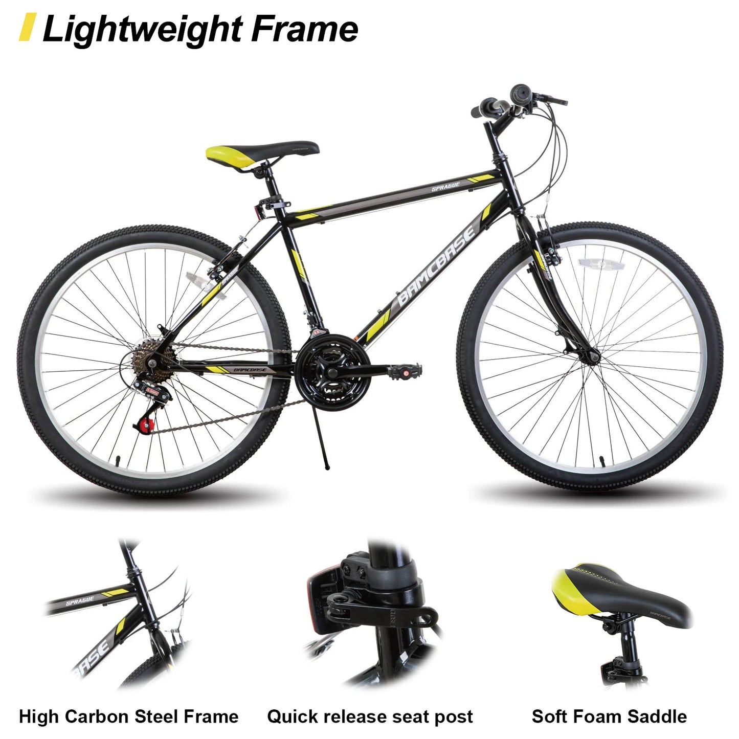 JoyStar Mountain Bike 21 Speed Sports Alloy Steel Frame Adult
