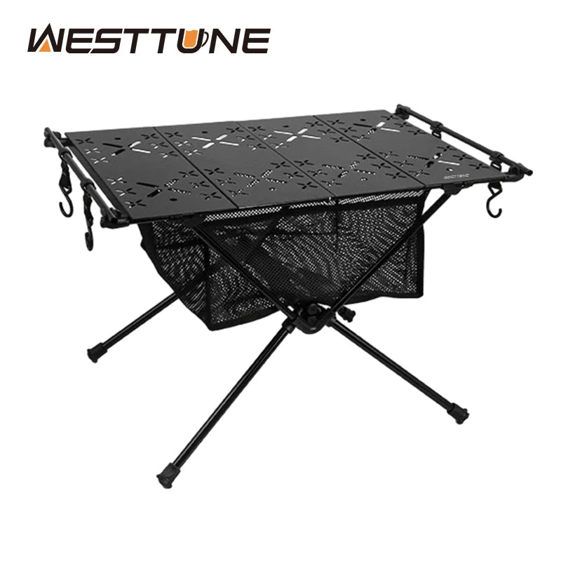 WESTTUNE Folding Camping Table Aluminum Lightweight Storage Mesh Bag
