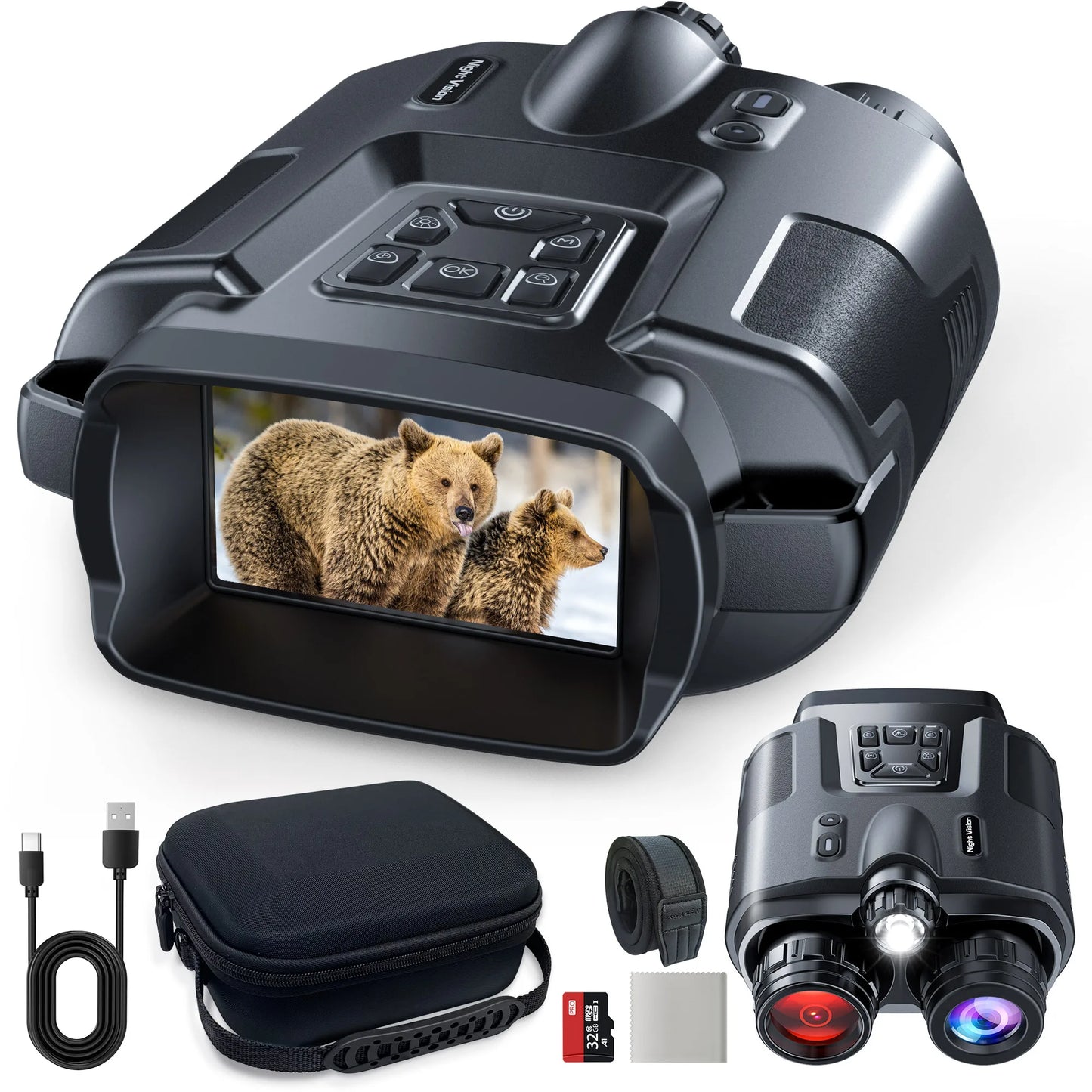 Binoculars Night Vision 4K Infrared 8X Digital Zoom Rechargeable