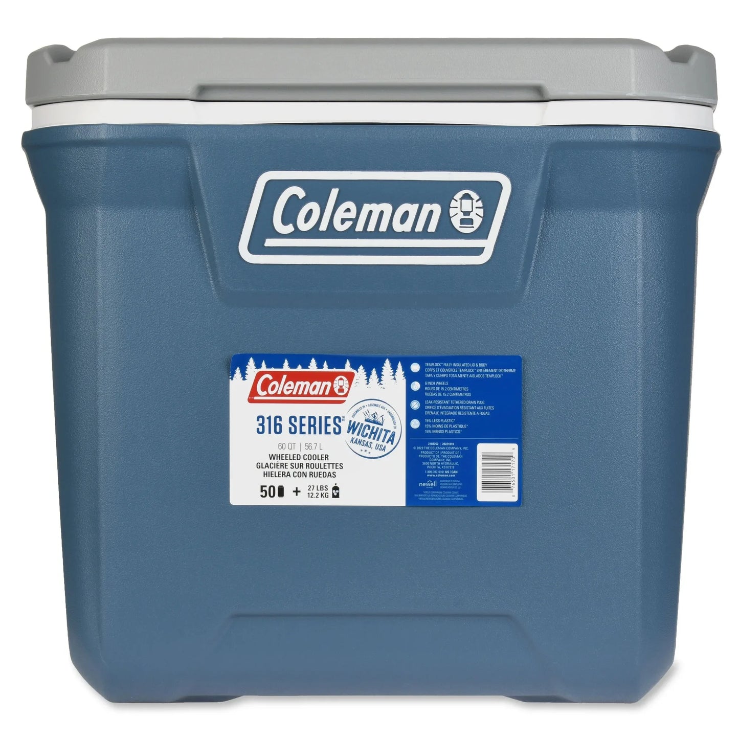 Ice Chest Rolling Cooler With Heavy-Duty Wheels And Telescoping Handles