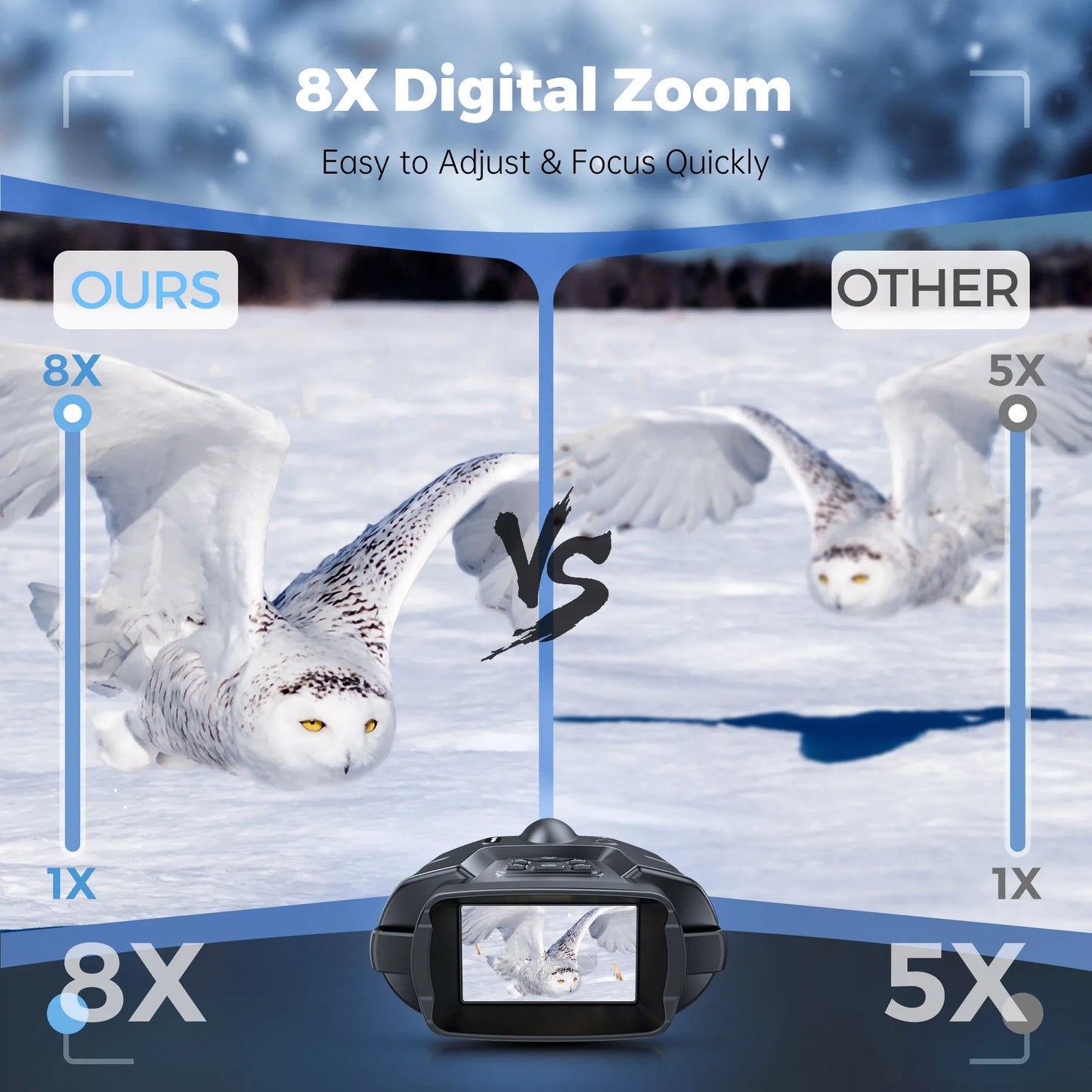 Binoculars Night Vision 4K Infrared 8X Digital Zoom Rechargeable