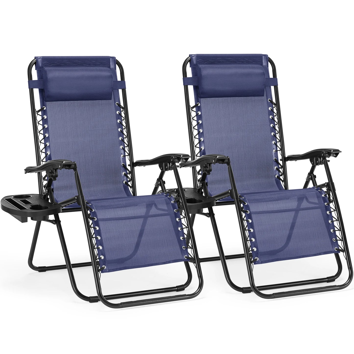 JHK Zero Gravity Recliners Set With Cup Holder Trays Portable