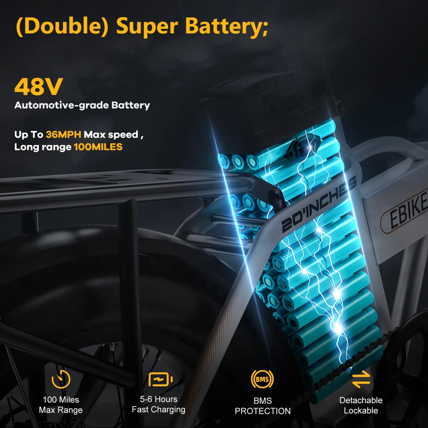 CYBERVELO Electric Bike Removable Battery 1000W MARS700