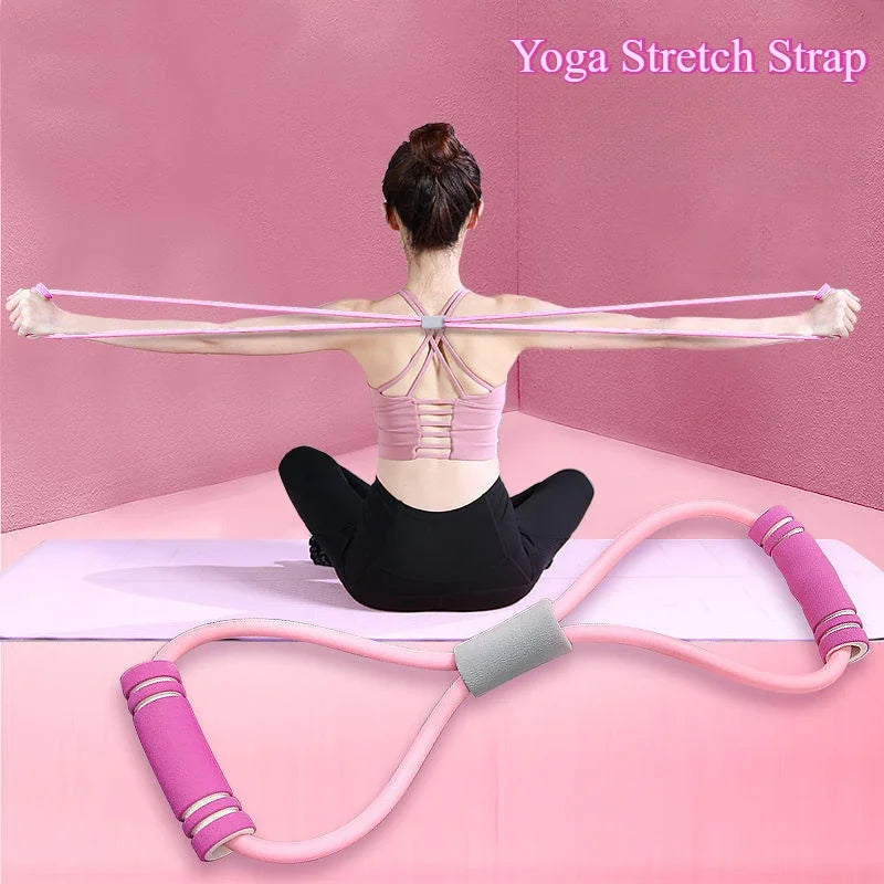 Resistance Band 8 Shaped Yoga Fitness Rope With Foam Handles