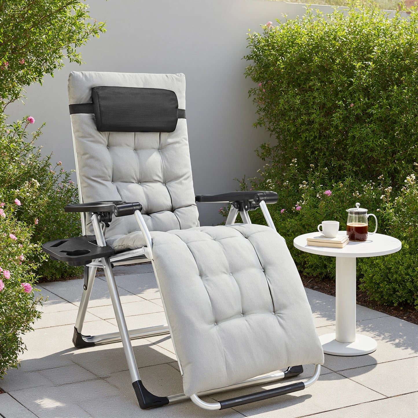JHK Zero Gravity Recliners Set With Cup Holder Trays Portable