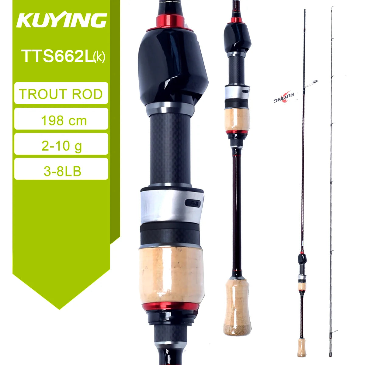 KUYING Fishing Rod Carbon Casting Lure Rod for River