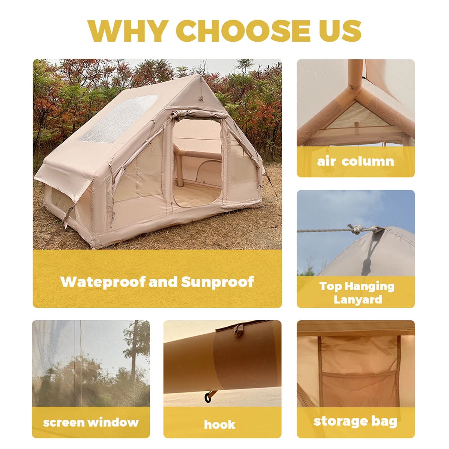 Pakicetus Inflatable Camping Tent Quick Setup Shelter