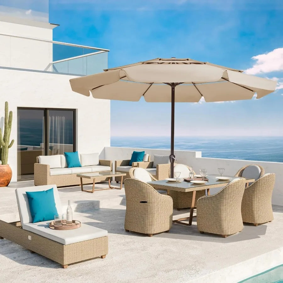 Patio Umbrella With Crank No Tilt UV Protection Waterproof