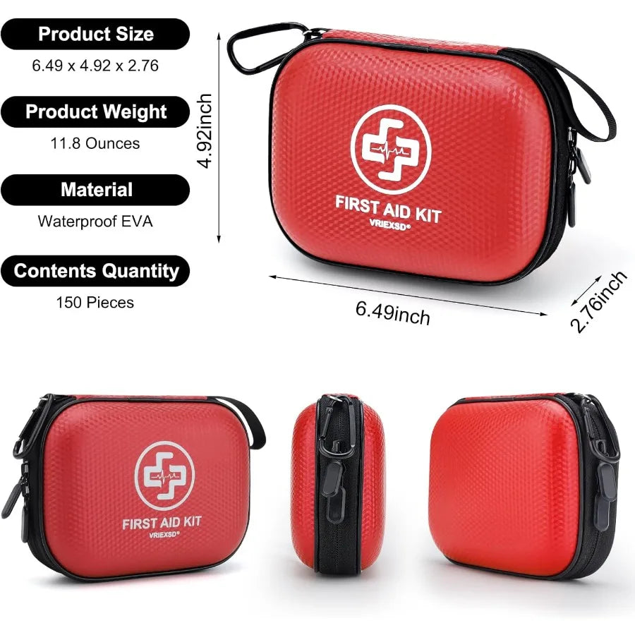 Mini First Aid Kit Waterproof Hard Shell 150-Piece Set
