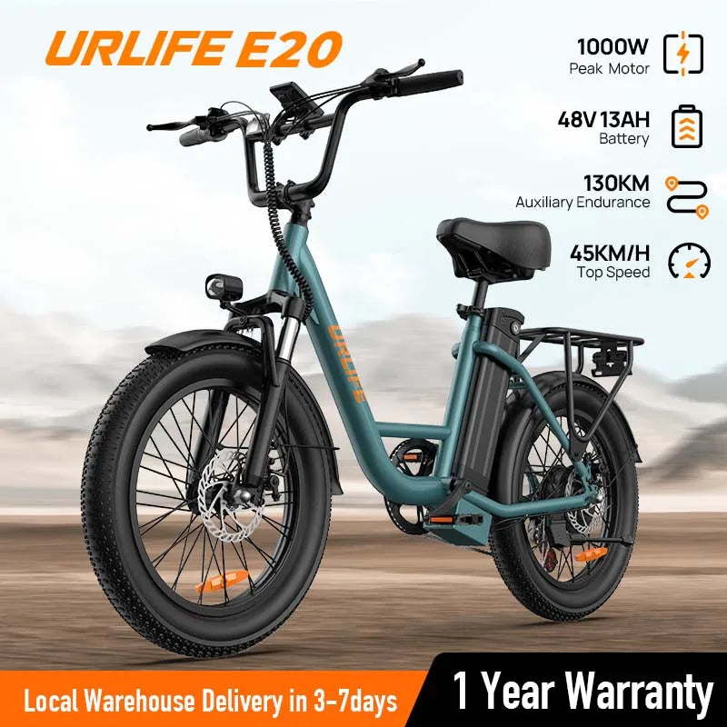 URLIFE Electric Bike Carbon Steel Frame Commuter Ready