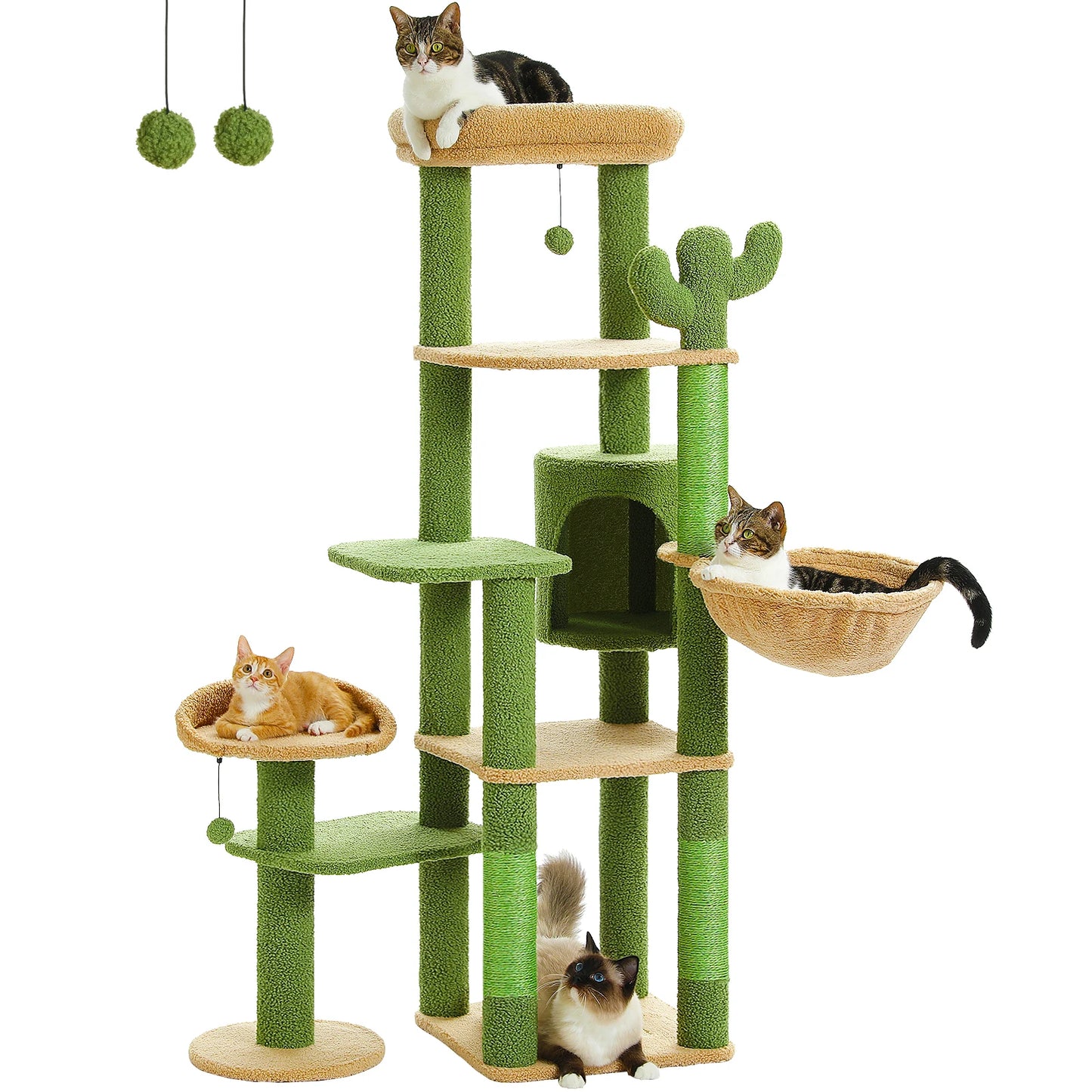 PETEPELACN Cat Tree Cactus Tall Multi-Level Indoor Condo