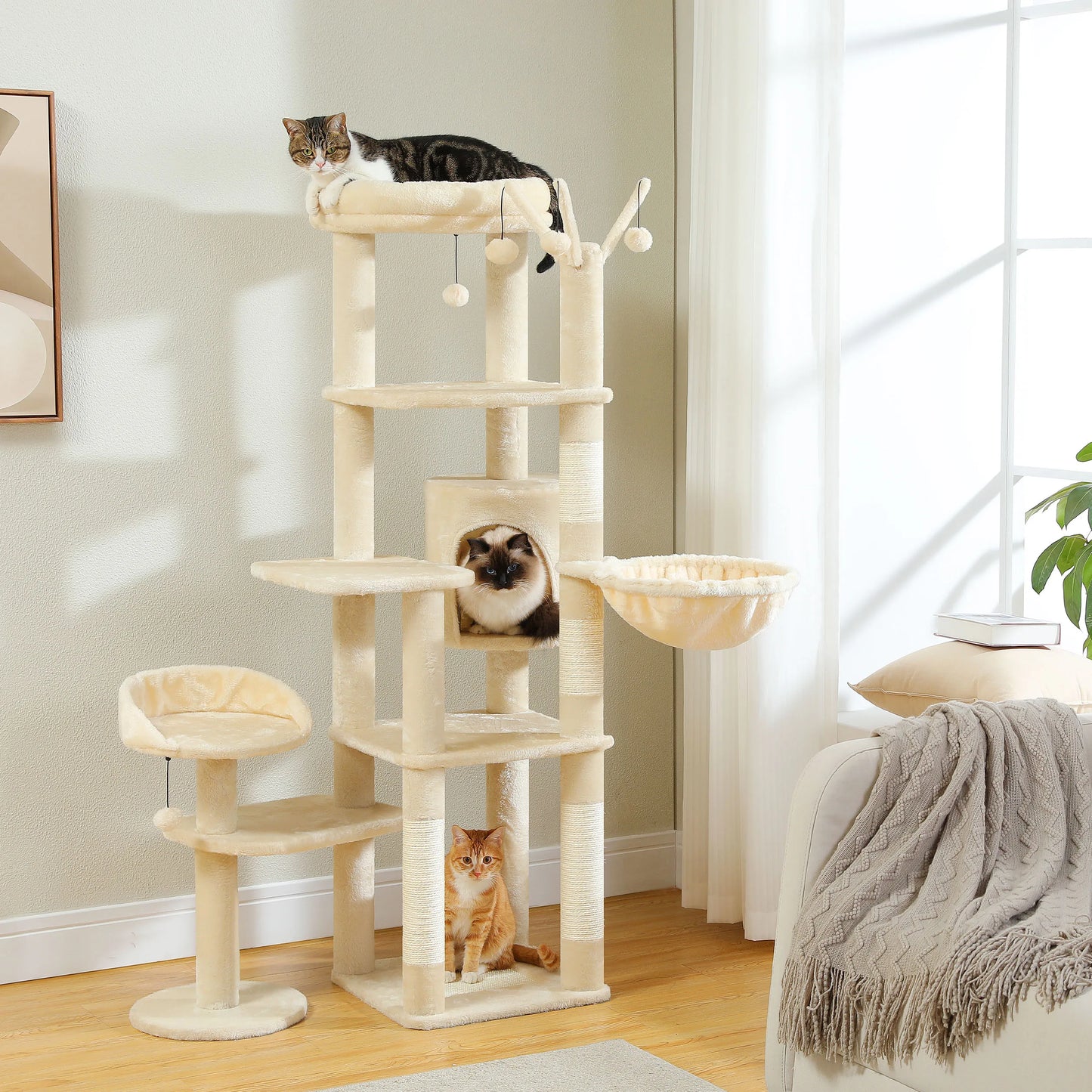 PETEPELACN Cat Tree Cactus Tall Multi-Level Indoor Condo