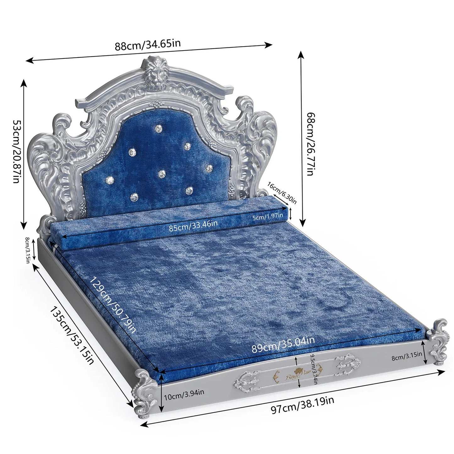 BINGOPAW Luxury Velvet Pet Bed With Headboard For Dogs