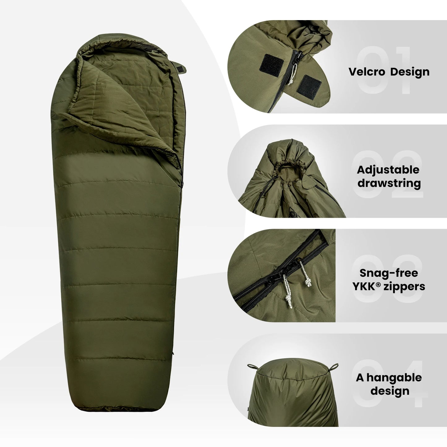 OneTigris Sleeping Bag Mummy Style Bushcraft For Camping