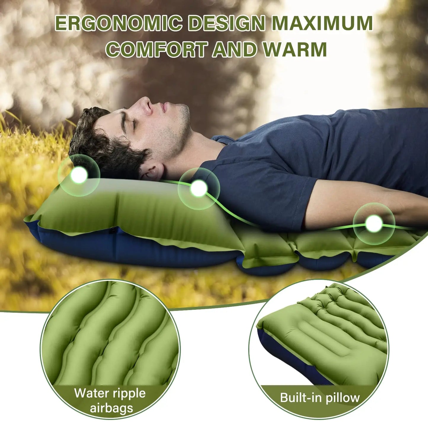 WEST TUNE Camping Sleeping Pad Ultralight with Built In Pump
