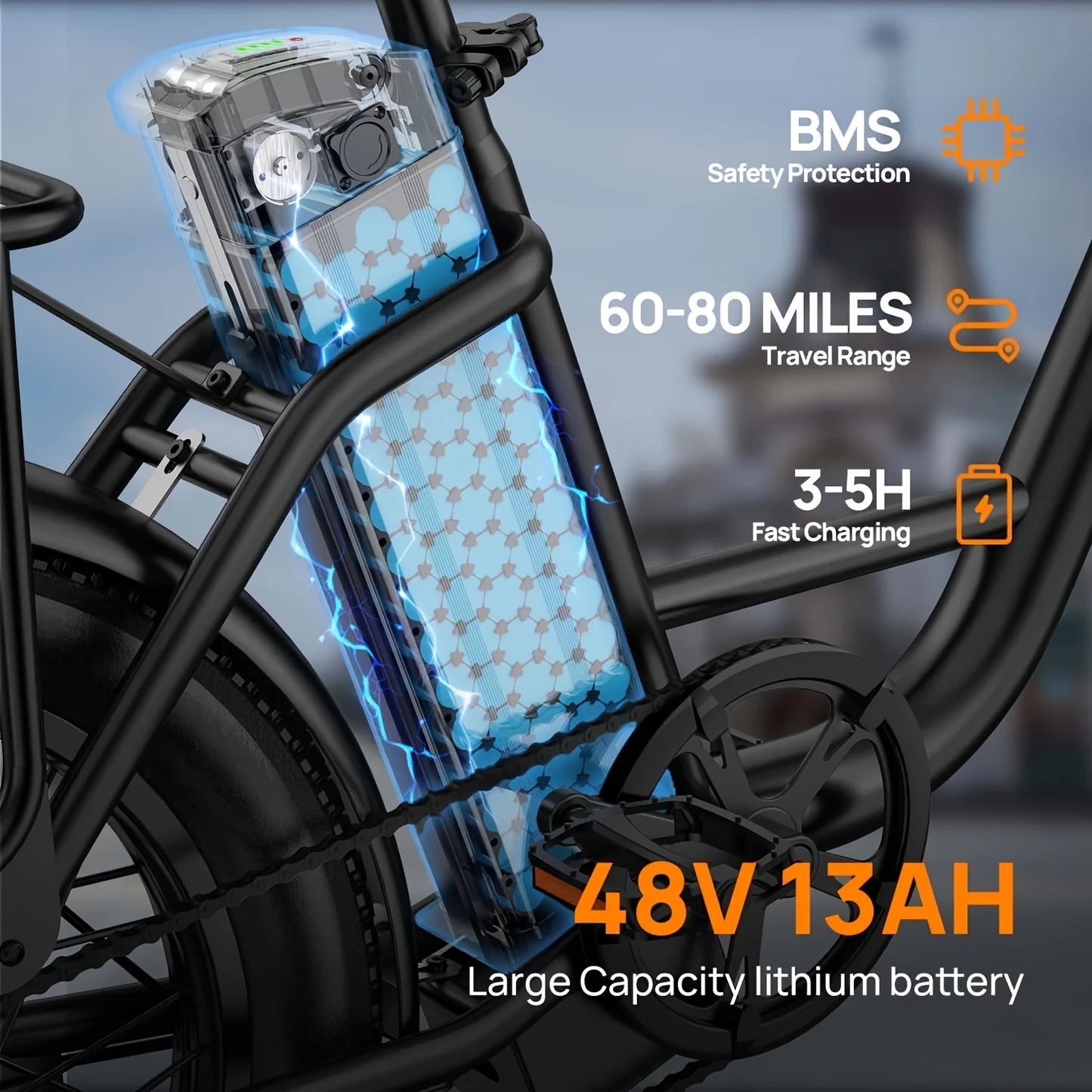 URLIFE Electric Bike Carbon Steel Frame Commuter Ready