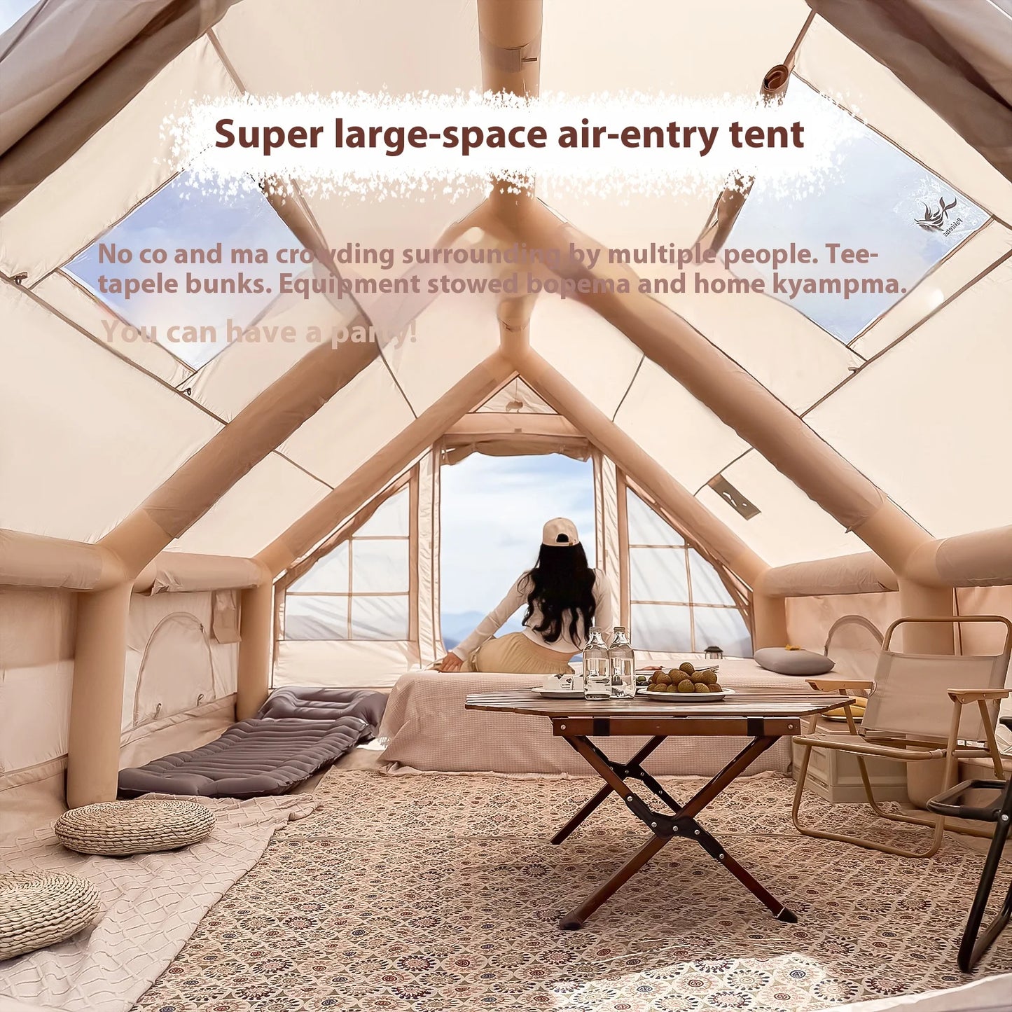 Inflatable Tent For Family Camping Oxford Fabric Quick Setup