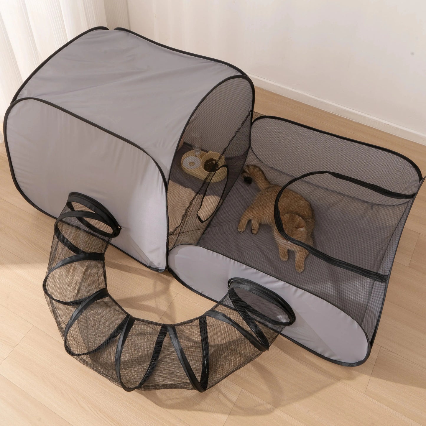 Pet Bed With Play Tunnel Oxford Cloth Foldable Nest
