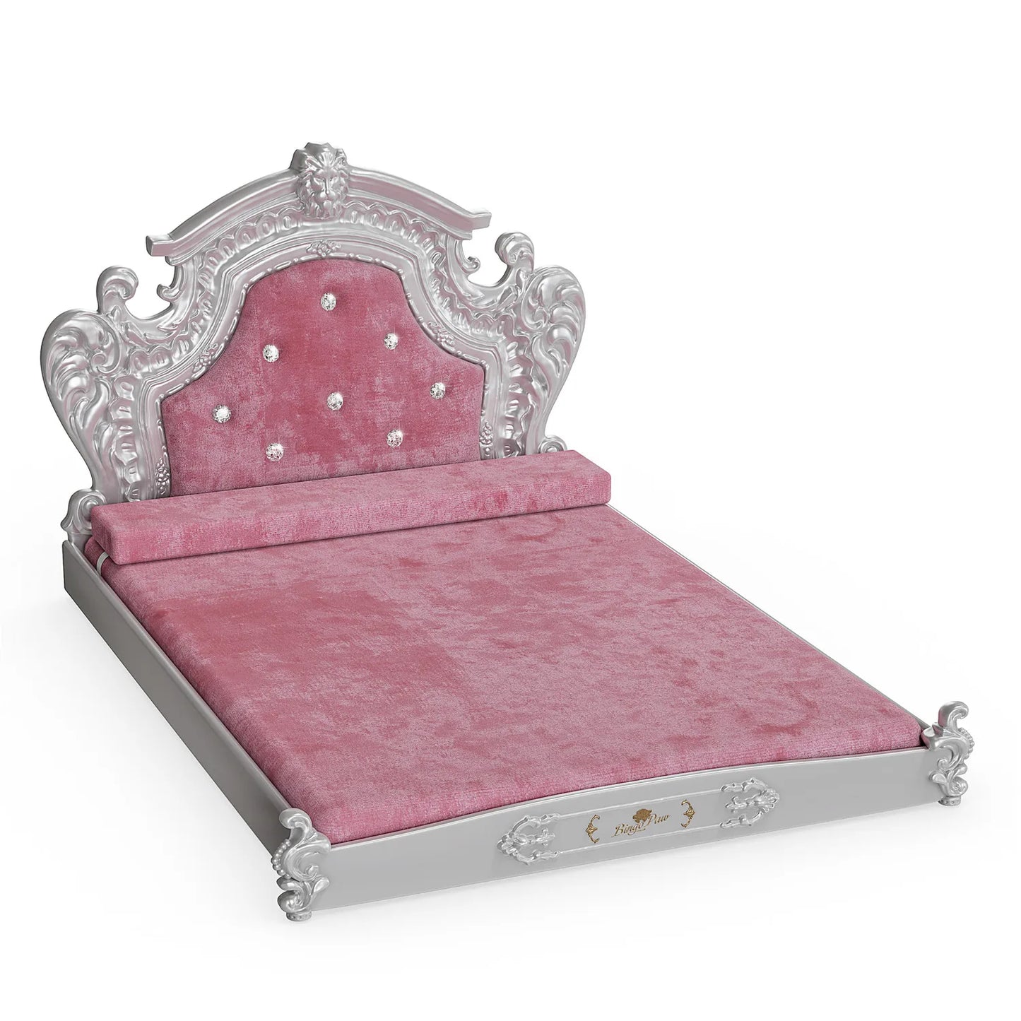 BINGOPAW Luxury Velvet Pet Bed With Headboard For Dogs