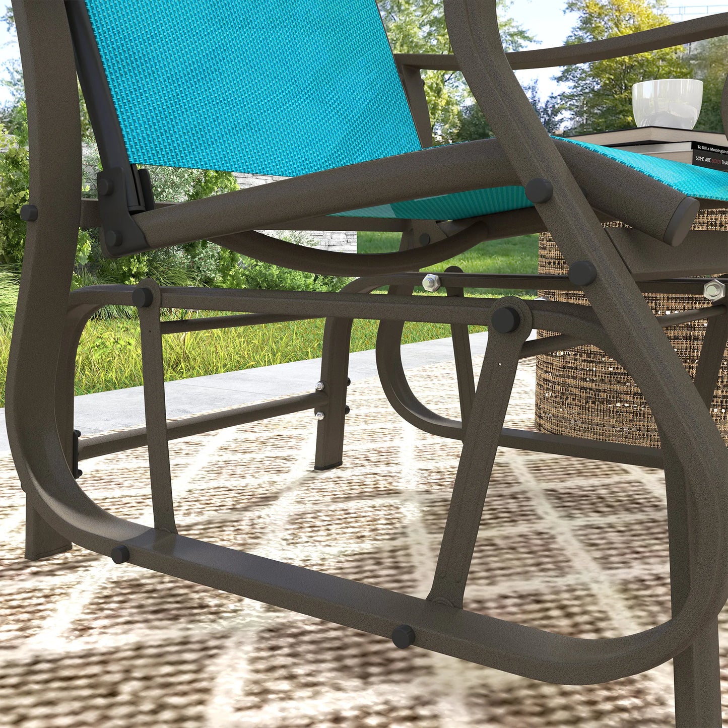 Outsunny Outdoor Glider Chair Steel With Smooth Gliding