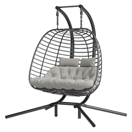 General JDPAG Double Hanging Egg Chair With Stand Cushioned