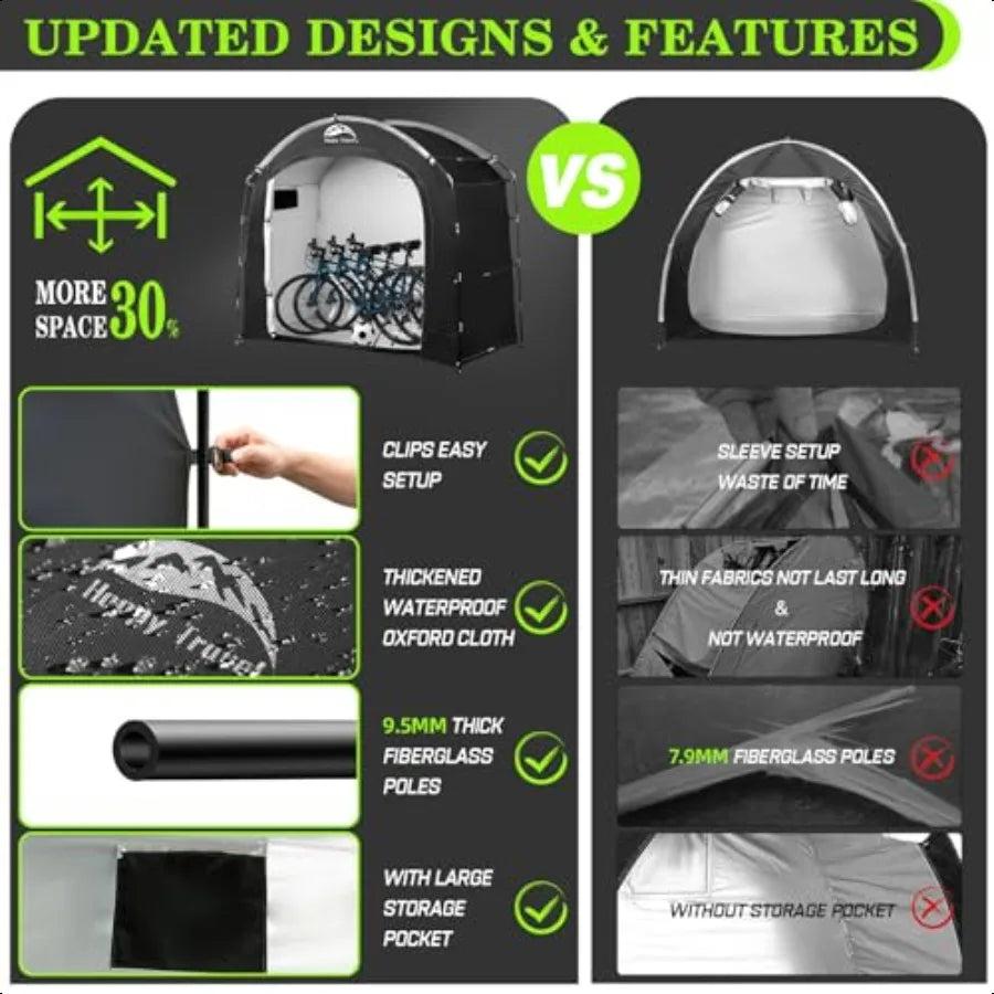 Bike Storage Tent Waterproof Shelter For 2 Bikes With Window