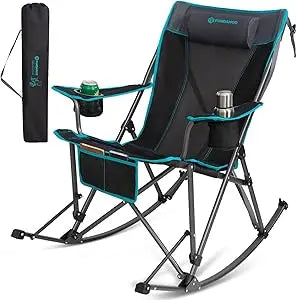 Rocking Camping Chair High Mesh Back For Lawn Patio Garden