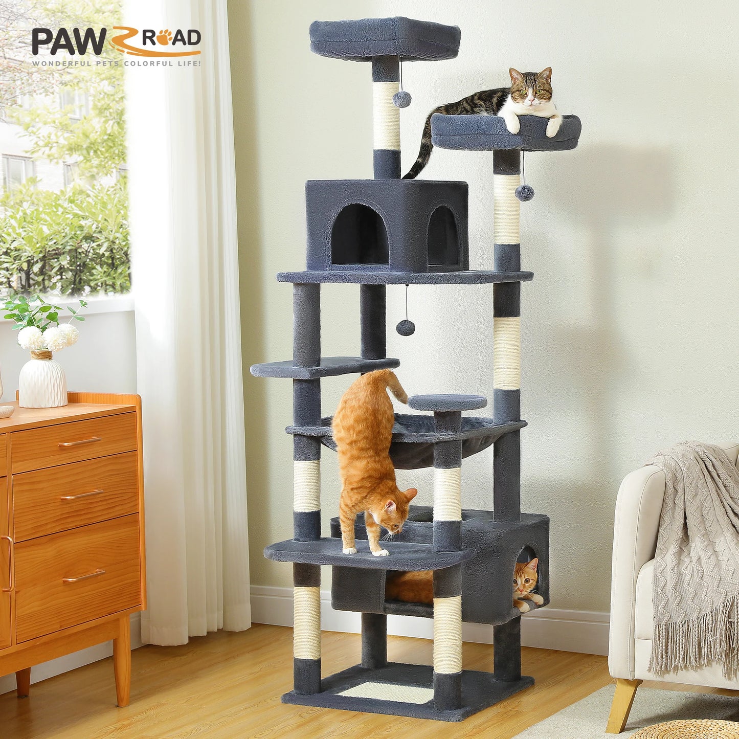 PAWZ Road Cat Tree Five-Tier Indoor With Sisal Posts
