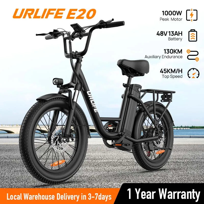 URLIFE Electric Bike Carbon Steel Frame Commuter Ready