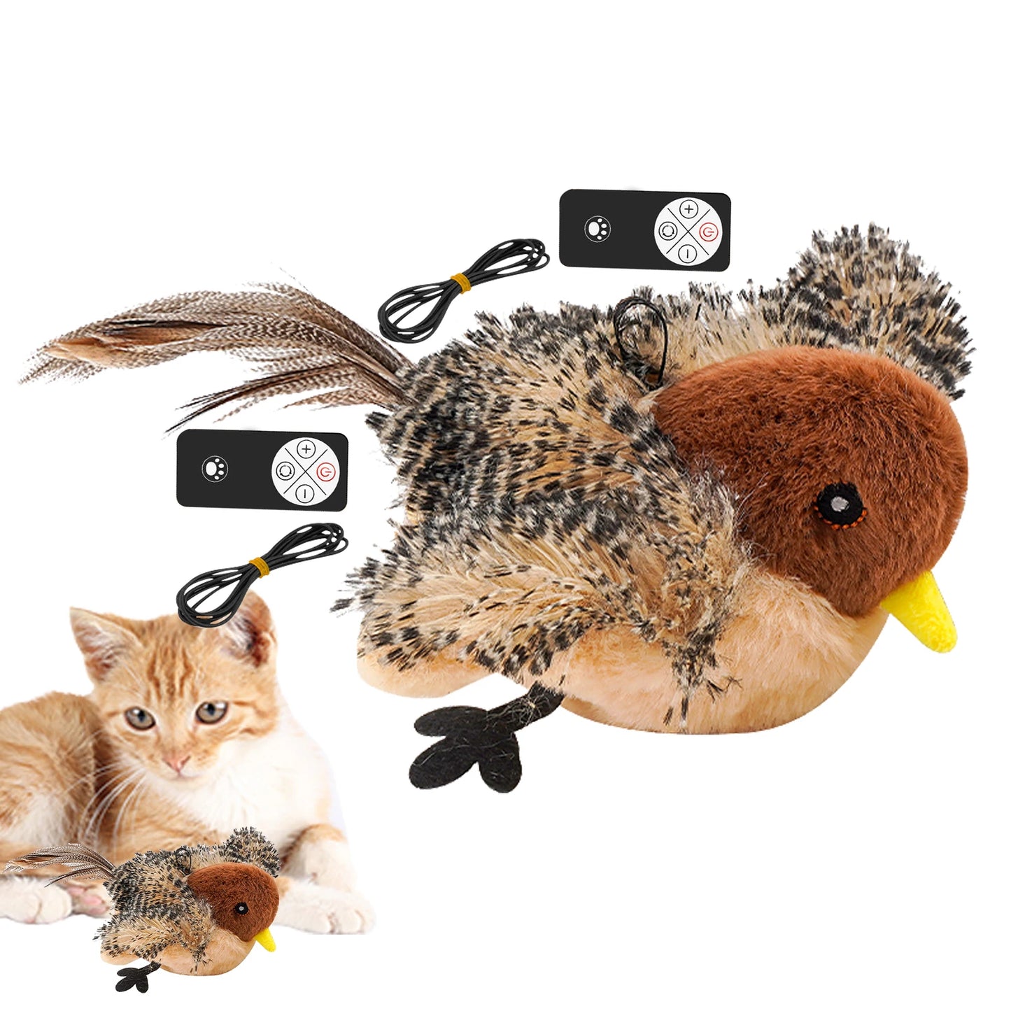 Guangdong Remote Control Chirping Bird Plush Cat Toy