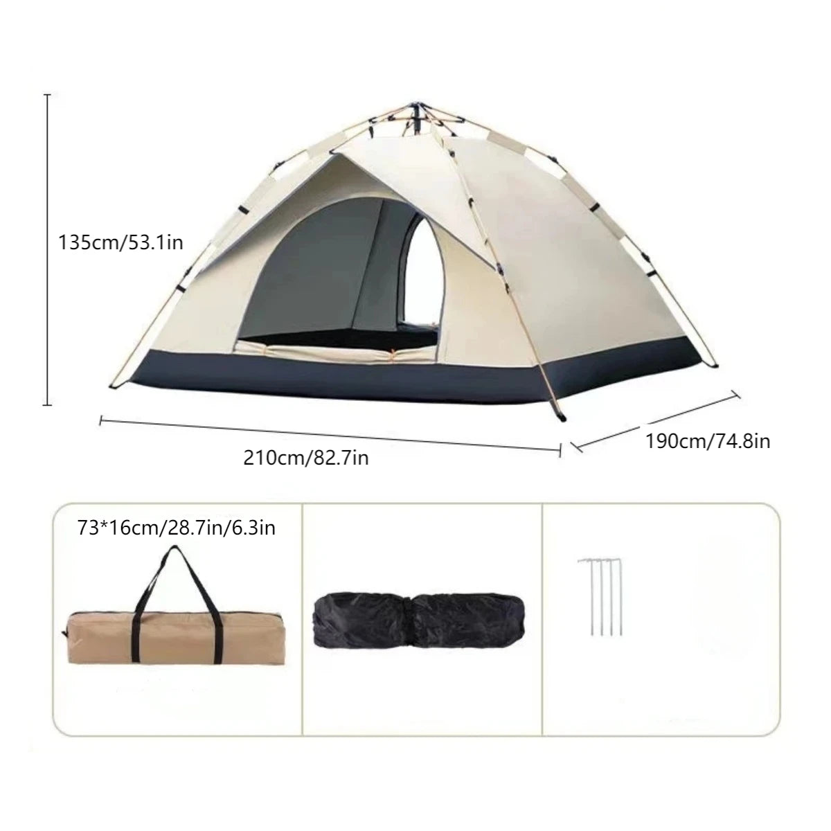 Pakicetus Outdoor Tent Automatic Rainproof Quick-Opening Two-Door