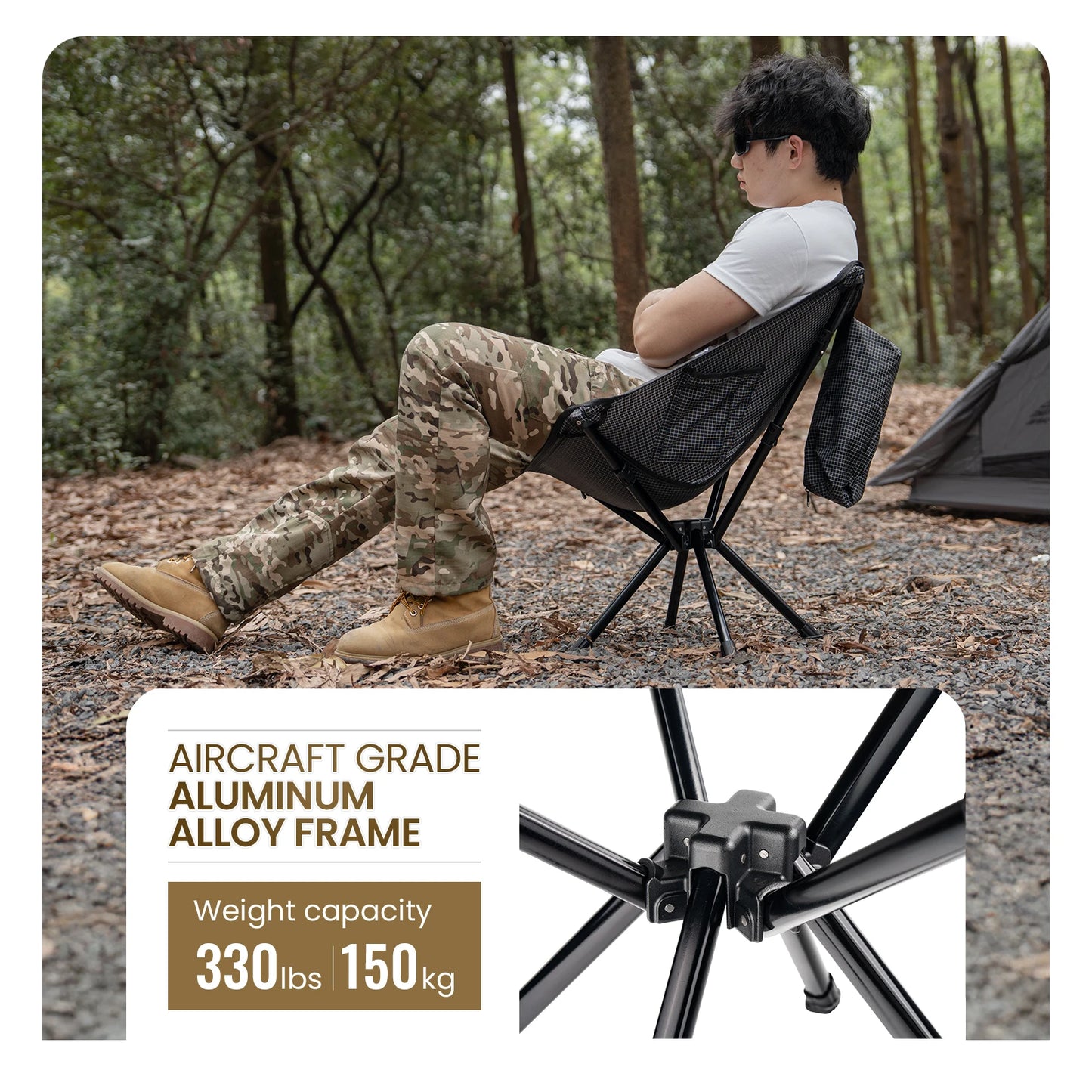 Onetigrish Camping Chair With Side Pocket Portable