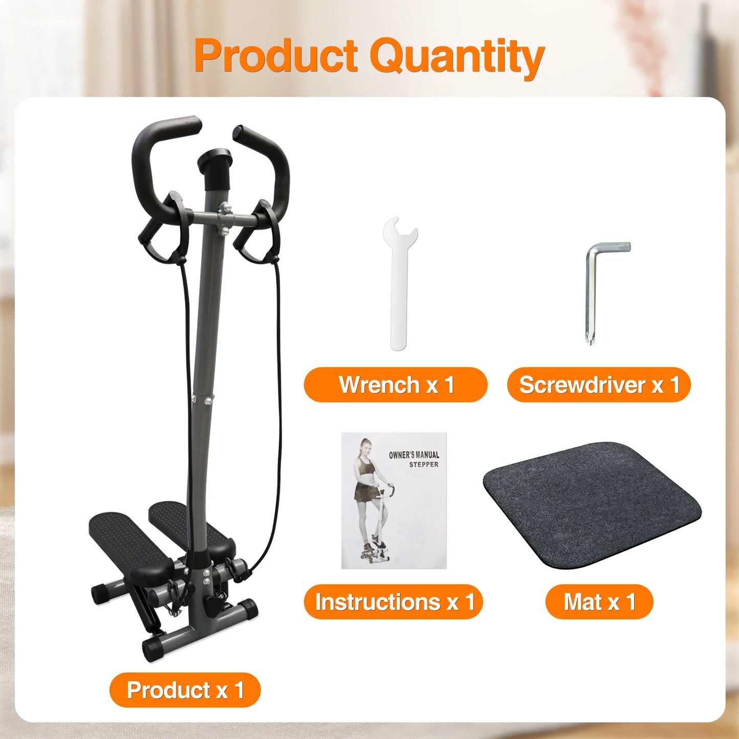 Decoration Exercise Stepper With LCD Monitor And Resistance Bands