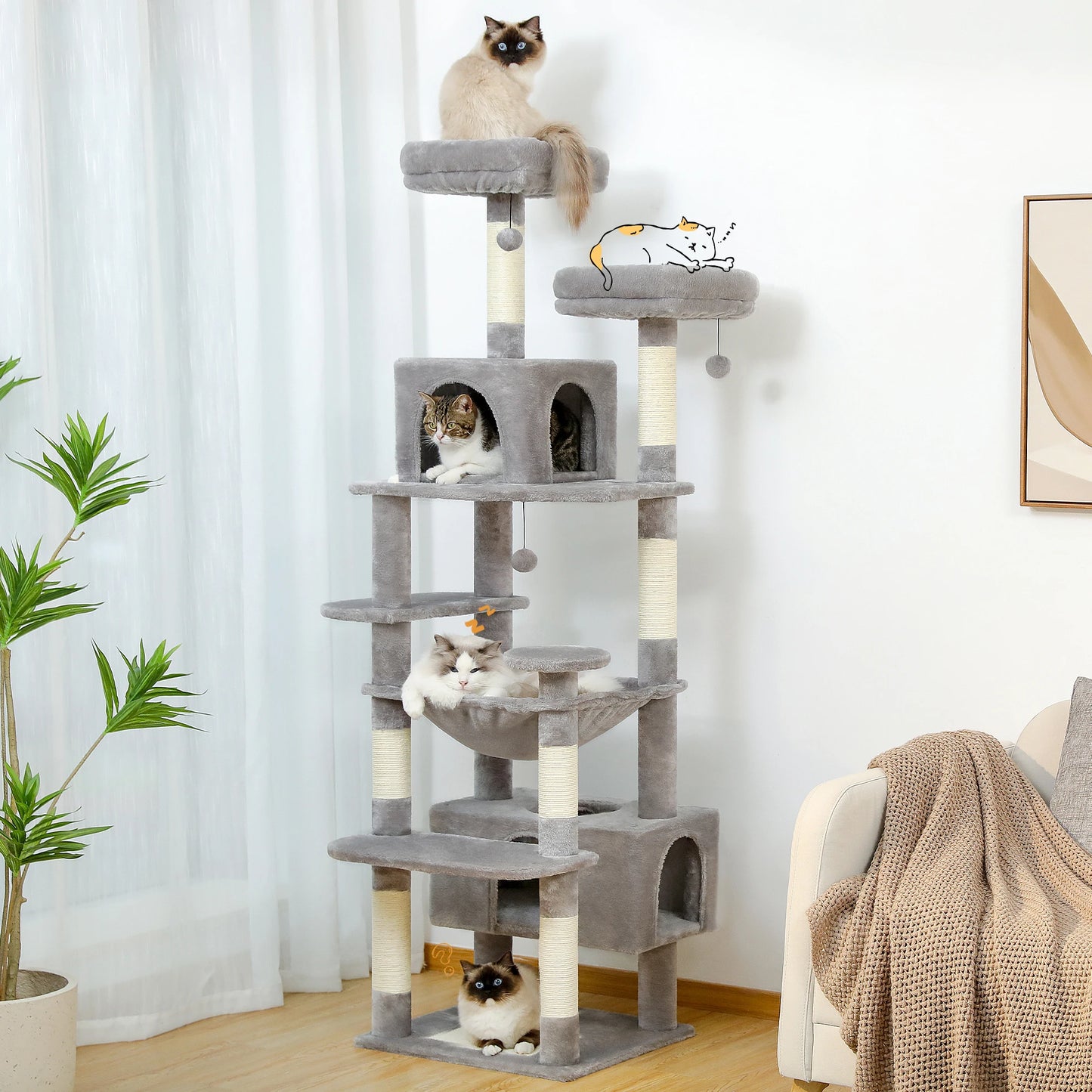 PAWZ Road Cat Tree Five-Tier Indoor With Sisal Posts