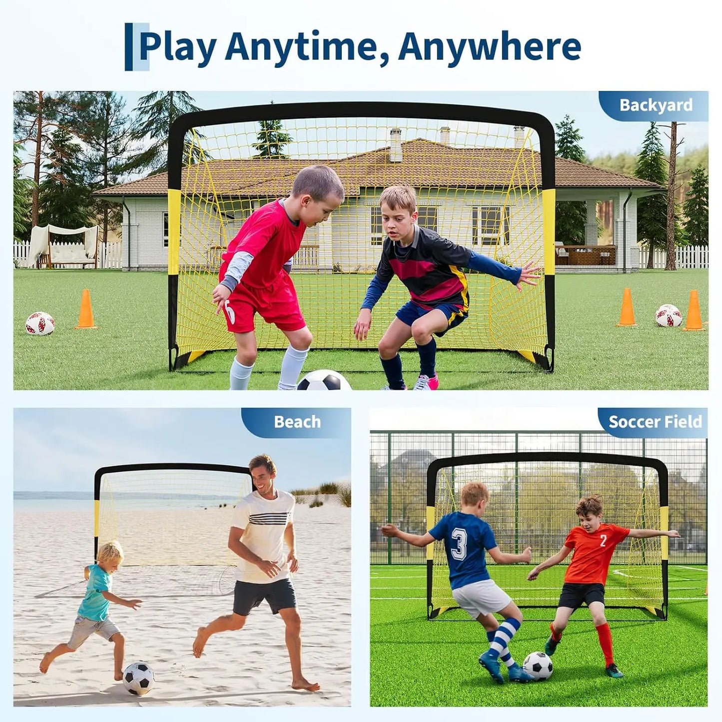 HiMISS Soccer Goal Set Portable Backyard Training with Nets