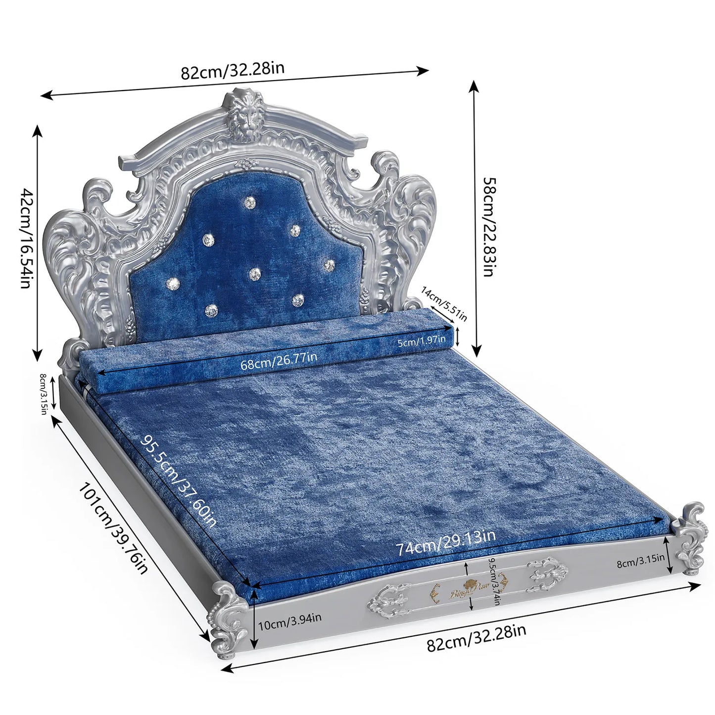 BINGOPAW Luxury Velvet Pet Bed With Headboard For Dogs