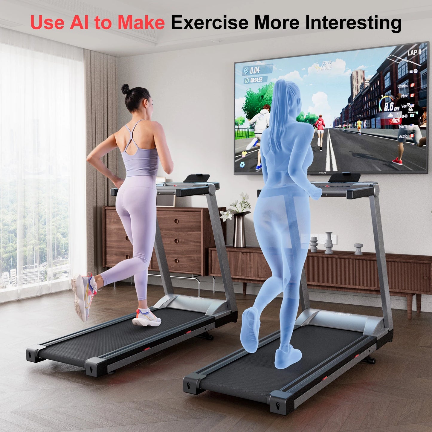 Superun Foldable Incline Treadmill With Bluetooth For Home Use