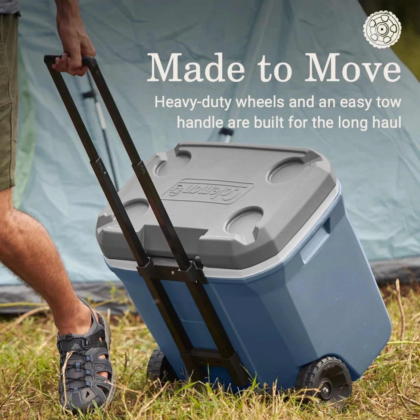 Ice Chest Rolling Cooler With Heavy-Duty Wheels And Telescoping Handles