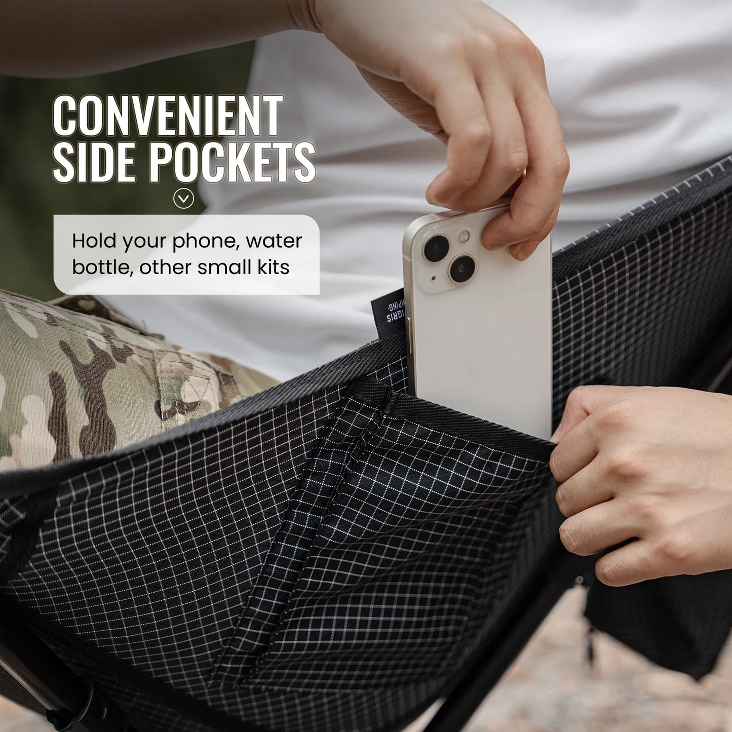 Onetigrish Camping Chair With Side Pocket Portable