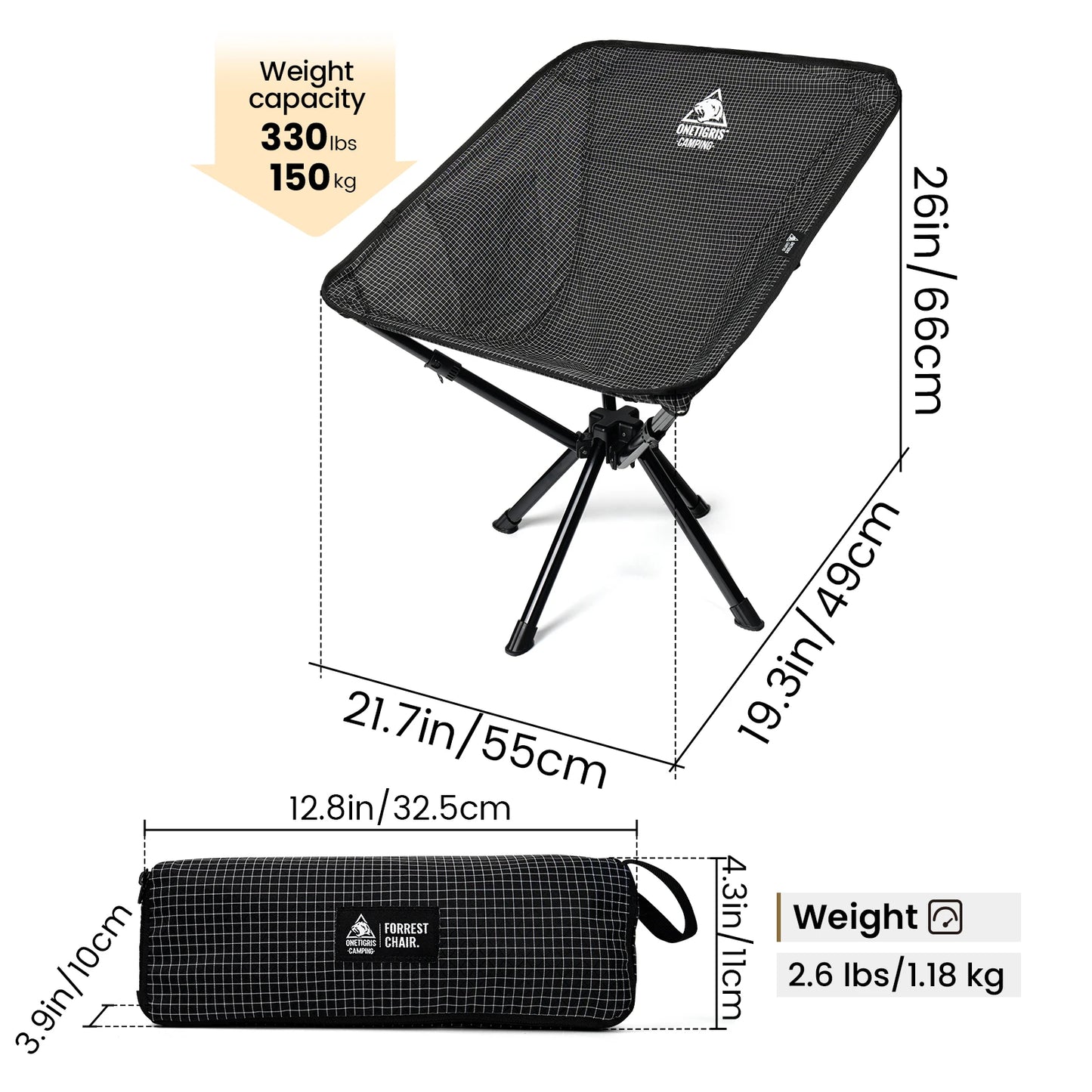 Onetigrish Camping Chair With Side Pocket Portable