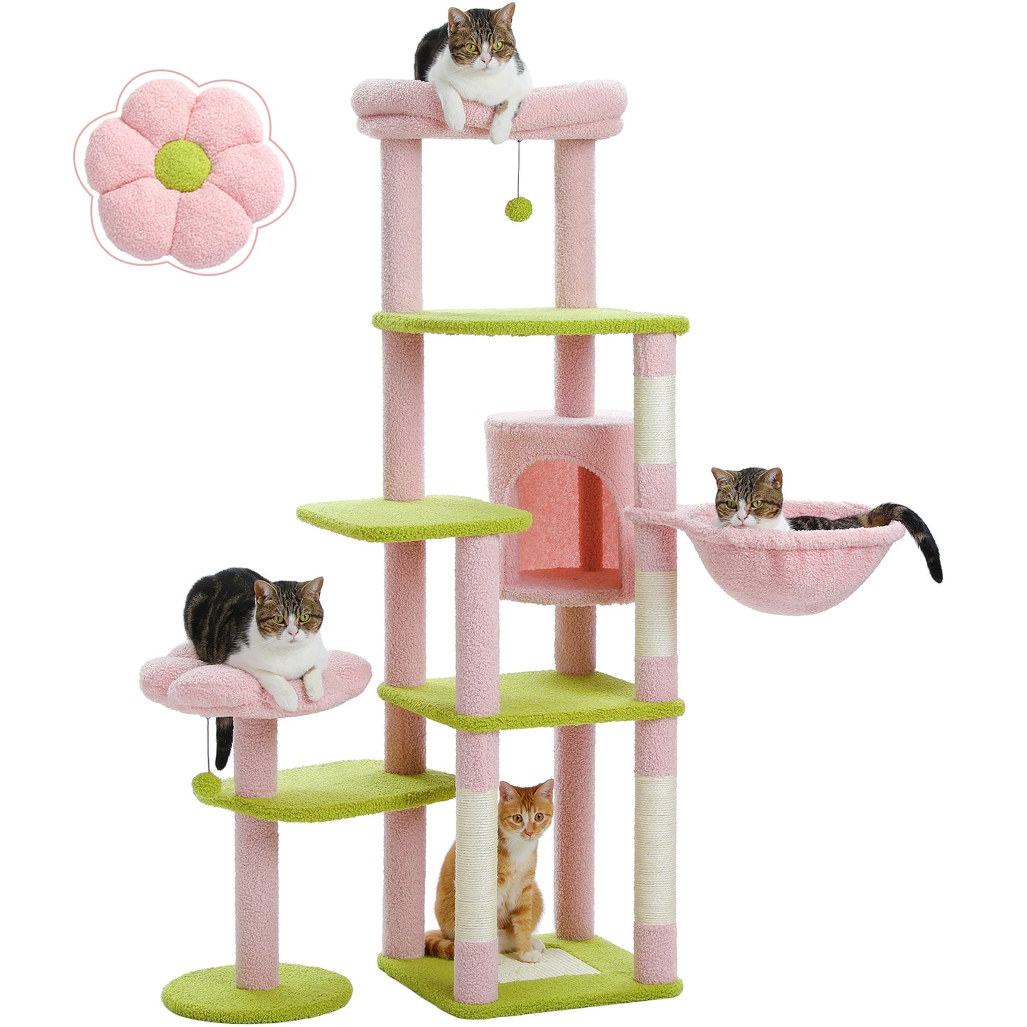 PETEPELACN Cat Tree Cactus Tall Multi-Level Indoor Condo