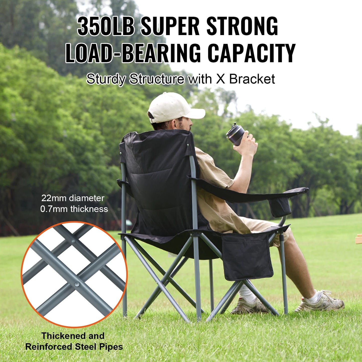VEVOR Outdoor Folding Chair With Lumbar Back Support