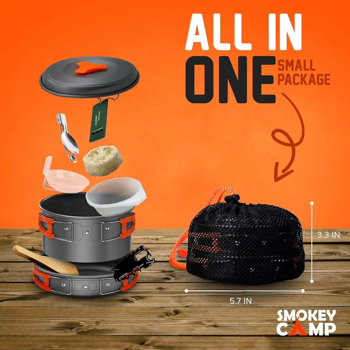 Camping Cookware Mess Kit With Stove Nonstick Aluminum Set