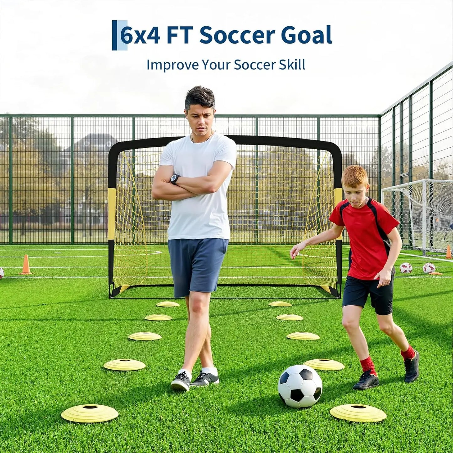 HiMISS Soccer Goal Set Portable Backyard Training with Nets